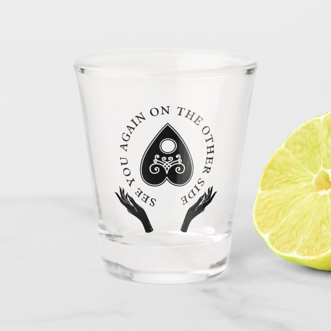 Spirit Board Black & White Halloween Favour Shot Glass (Front)