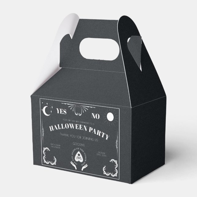 Spirit Board Celestial Black & White Halloween Favour Box (Front Side)
