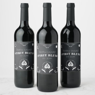 Spirit Board Celestial Black & White Halloween Wine Label