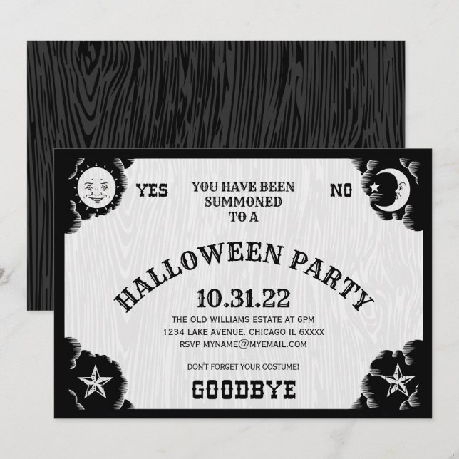 Spirit Board Halloween Party Invitation (Front/Back)