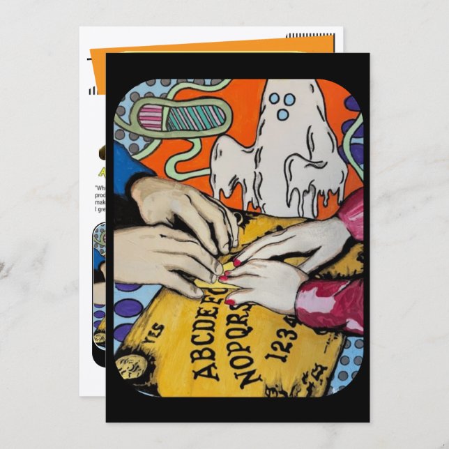 ‘Spirit Board Whispers’ Painting on a Small-Scale  Invitation (Front/Back)