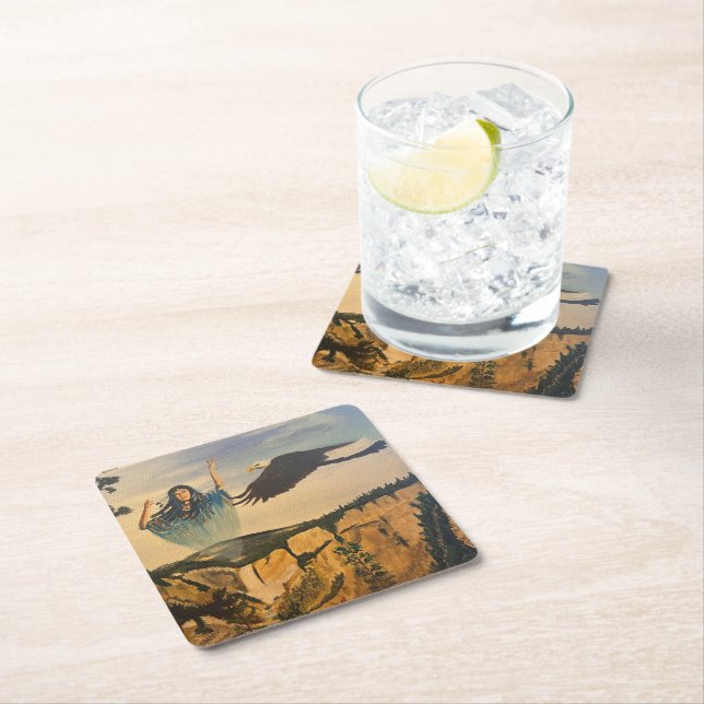 Spirit, by Gary Poling Square Paper Coaster (Insitu)