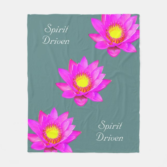 Spirit Driven Lotus Flowers on Bluish Teal Fleece  (Front)
