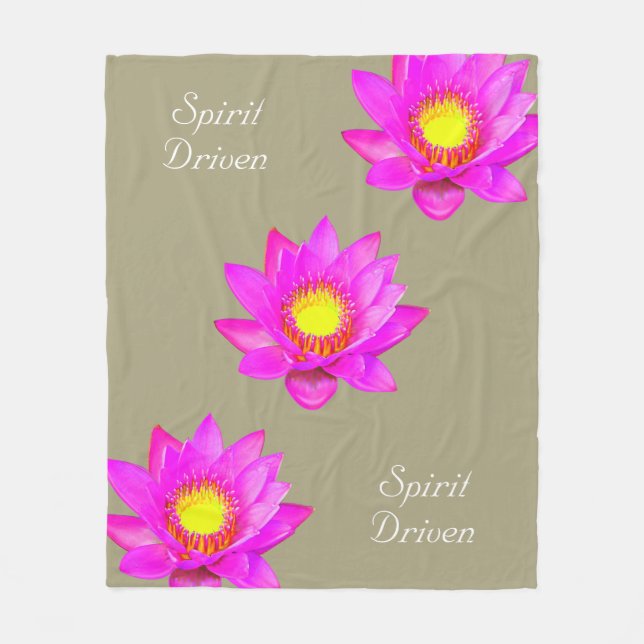 Spirit Driven Lotus Flowers on Sand Beige Fleece Blanket (Front)