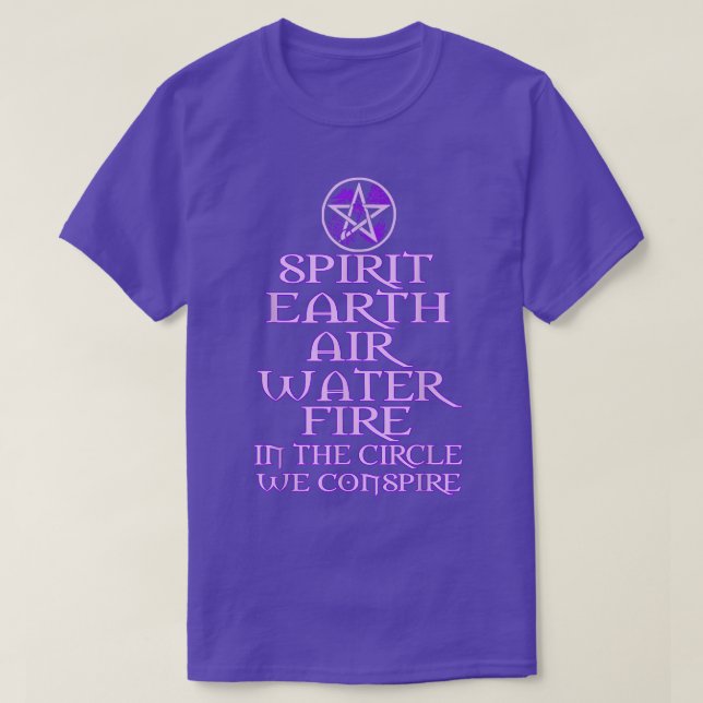 Spirit Earth Air Water Fire WiccanWitch  T-Shirt (Design Front)
