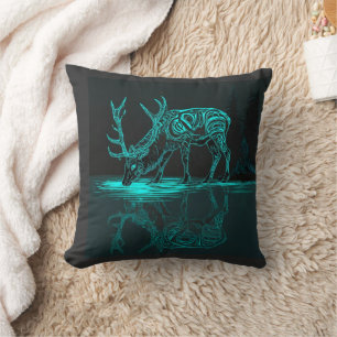 Spirit Elk Reflection Neon Forest Totem T-Shirt Cushion