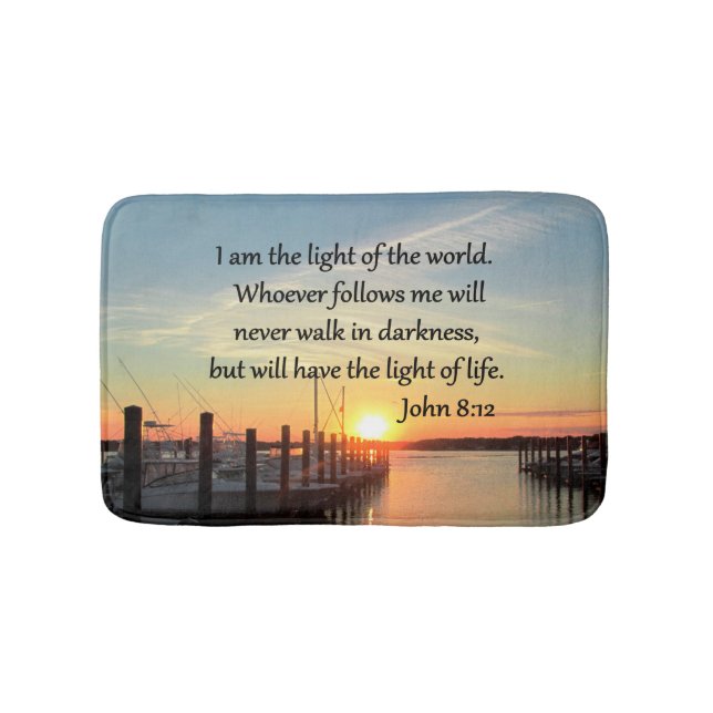 SPIRIT FILLED JOHN 8;12 SCRIPTURE DESIGN BATH MAT (Front)