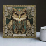 Spirit Guardian Owl: Personalised Tribal Jewelled  Tile<br><div class="desc">Embrace the enchanting mystique of our Spirit Guardian Owl ceramic tile. Impeccably designed to bring a touch of altarpiece allure to your decor, this ornately adorned owl represents the wisdom and protection that a loved one, family member, or friend offers in your life. Our owl carries tribal jewels which, in...</div>