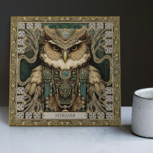 Spirit Guardian Owl: Personalised Tribal Jewelled  Tile
