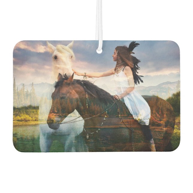 Spirit Guide Horses and Girl Car Air Freshener (Front)
