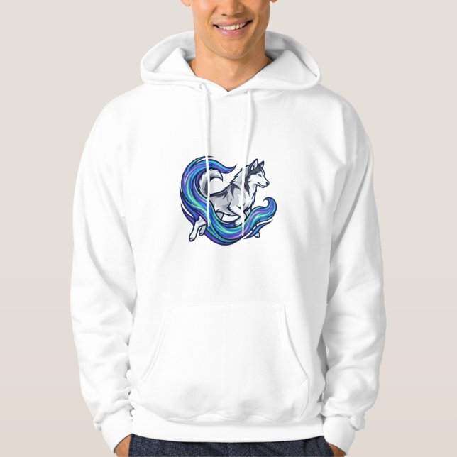 Spirit Husky Electric Blue Aura Graphic Hoodie (Front)