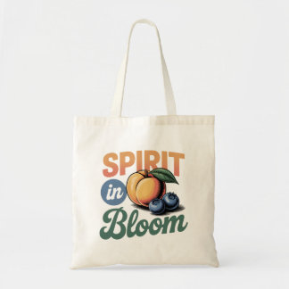 Spirit in Bloom Peach Blueberry Retro Shirt Tote Bag