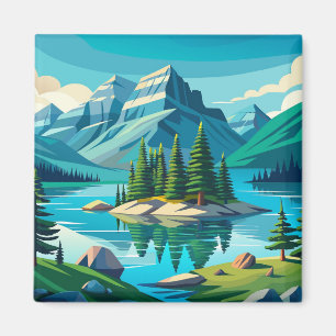 Spirit Island Maligne Lake Landscape Magnet