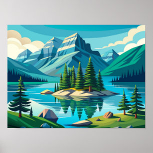 Spirit Island Maligne Lake Landscape Poster