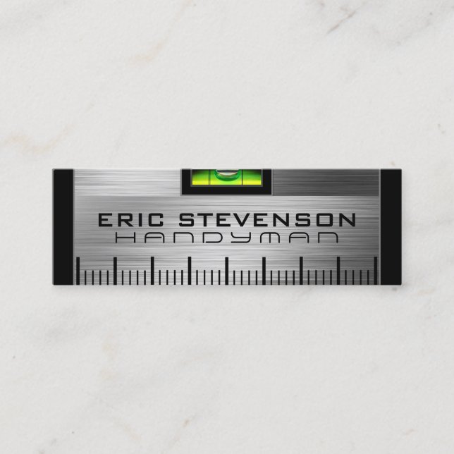 Spirit level faux metallic mini business card (Front)