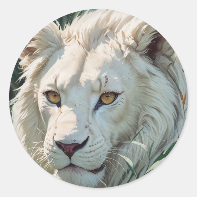 Spirit Lion - Rare White Lion Classic Round Sticker (Front)