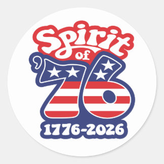 Spirit of 76 - Groovy USA 250 - 1776-2026 Classic Round Sticker