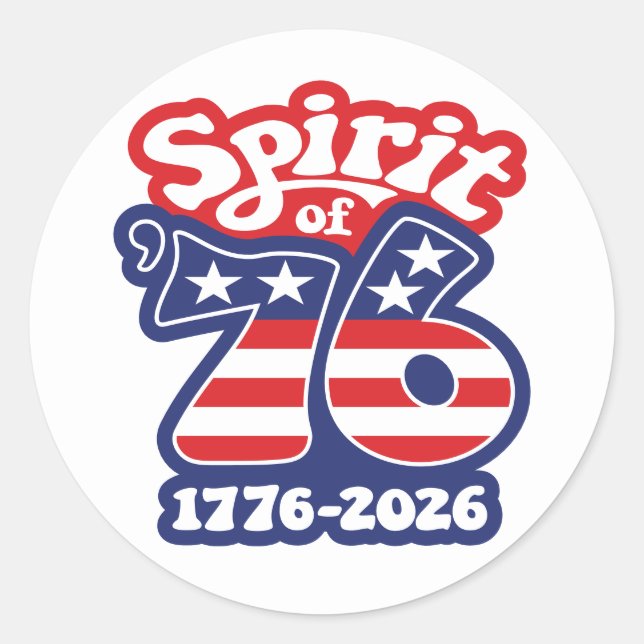 Spirit of 76 - Groovy USA 250 - 1776-2026 Classic Round Sticker (Front)