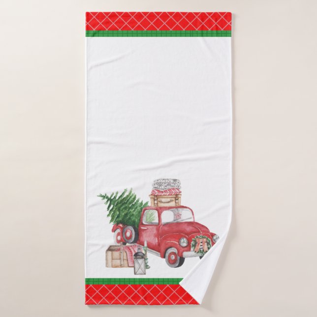 Spirit of a Country Christmas Old Truck Tree Bath Towel (Bath Towel)