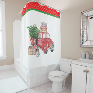 Spirit of A Country Christmas Old Truck Tree Shower Curtain