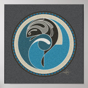 Spirit Of Fish grey background Poster