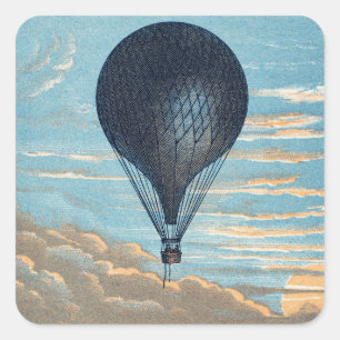 Spirit of Flight: Hot Air Balloon Ride Vintage Art Square Sticker