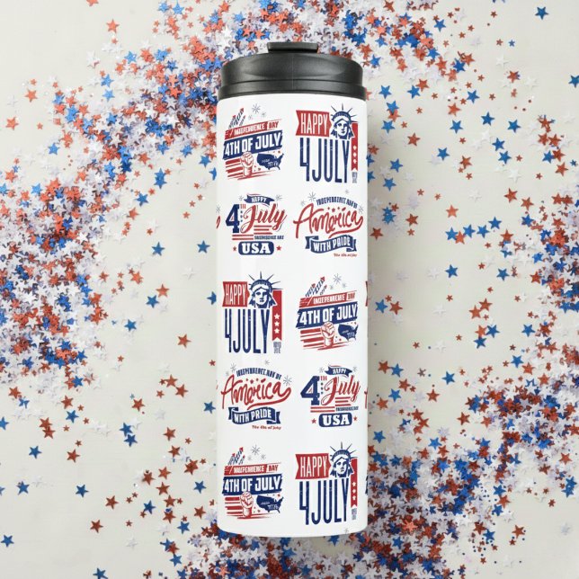 Spirit of Independence Fourth of July  Thermal Tumbler (Patriotic sips on the go.)