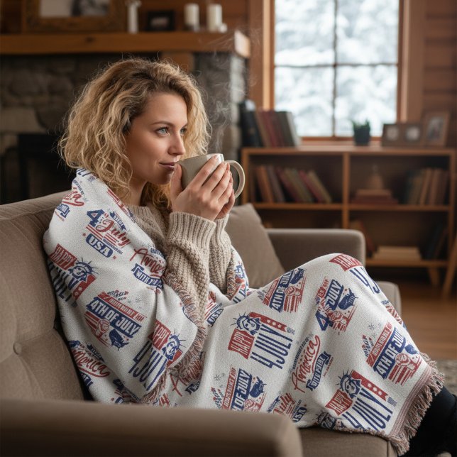 Spirit of Independence Fourth of July  Throw Blanket (Perfect warmth for July nights.)