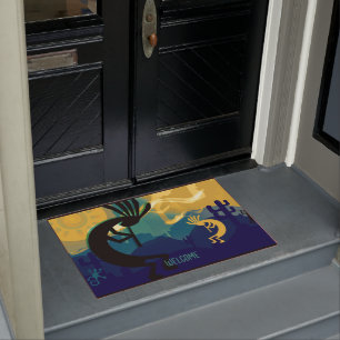 Spirit of Kokopelli Desert Landscape Teal Doormat