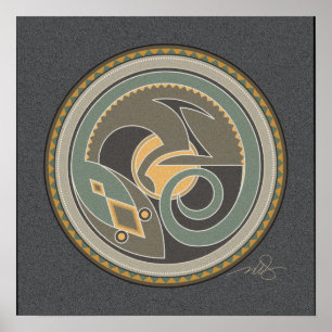 Spirit Of Lizard gray background Poster