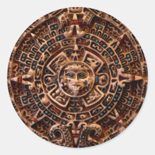 Spirit of Mexico & Peru, Mayan Incan Design Classic Round Sticker