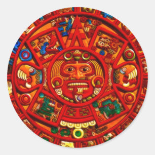Spirit of Mexico & Peru, Mayan Incan Design Classic Round Sticker