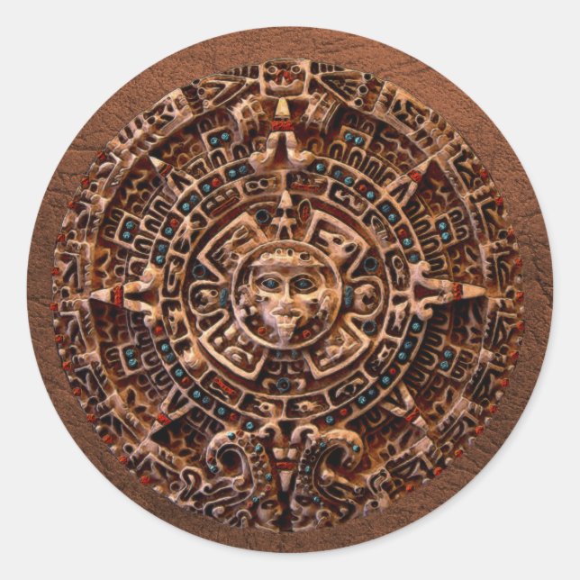 Spirit of Mexico & Peru, Mayan Incan Design Classic Round Sticker (Front)