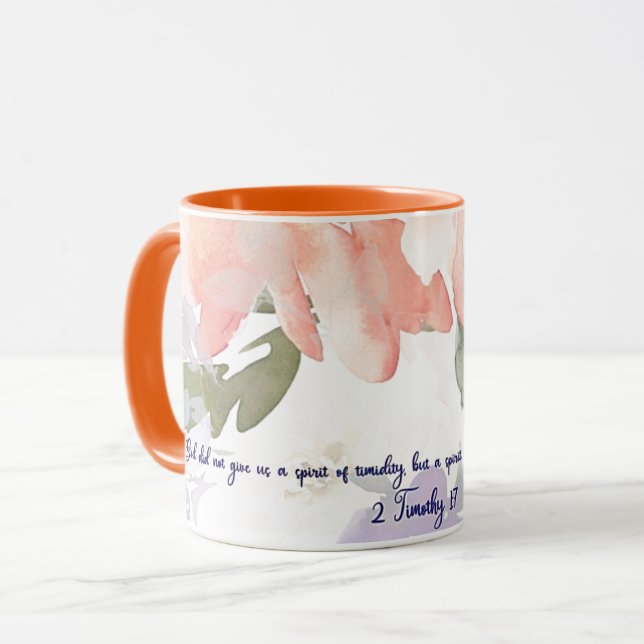Spirit of power watercolor floral Christian  Mug (Front Left)