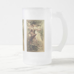 Spirit Of Spring by Alphonse Mucha Frosted Glass Beer Mug