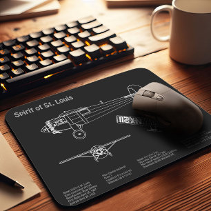 Spirit of St. Louis - Aeroplane Blueprint Plans PD Mouse Mat