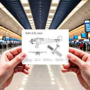 Spirit of St. Louis - Aeroplane Blueprint Plans PD Postcard