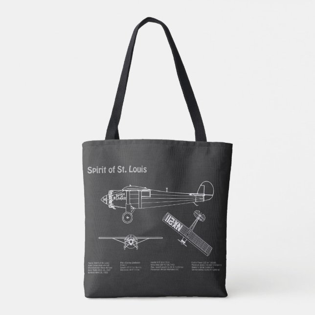 Spirit of St. Louis - Aeroplane Blueprint Plans PD Tote Bag (Back)