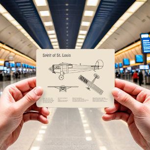 Spirit of St. Louis - Aeroplane Blueprint Plans SD Postcard