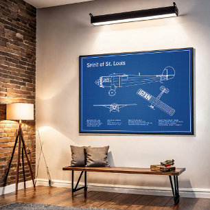 Spirit of St. Louis - Airplane Blueprint Plans AD Poster