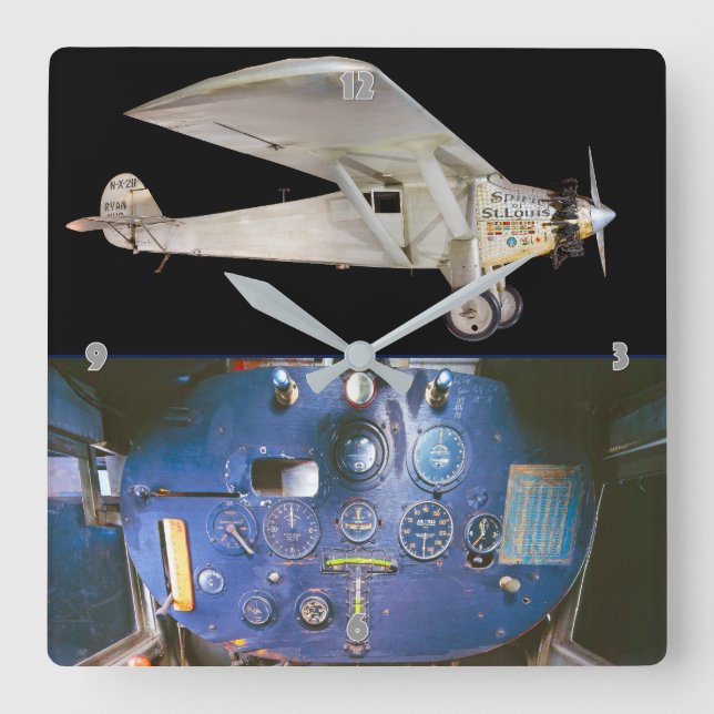 SPIRIT OF ST. LOUIS SQUARE WALL CLOCK (Front)