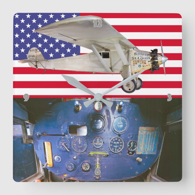 SPIRIT OF ST. LOUIS SQUARE WALL CLOCK (Front)