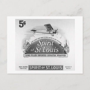 Spirit of St. Louis Vintage Cigar Box Label Postcard