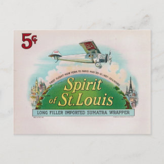 Spirit of St. Louis Vintage Cigar Label Retro Postcard