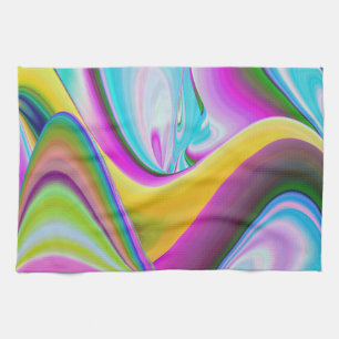 Spirit of Summer Breeze , Abstract 3D Rainbowart Tea Towel