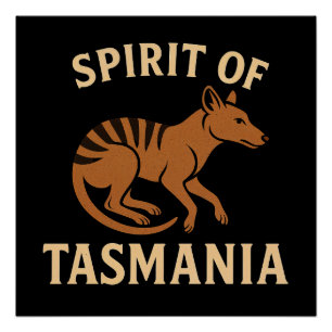 Spirit of Tasmania – Vintage Thylacine Typography  Poster