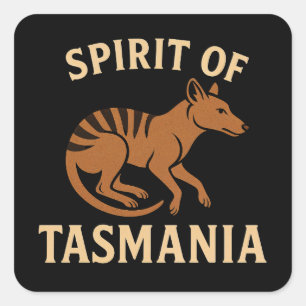 Spirit of Tasmania – Vintage Thylacine Typography Square Sticker