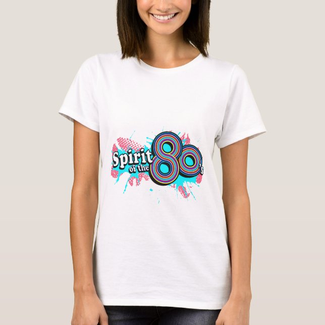 Spirit of the 80's ladies multi-cyan logo tee (Front)