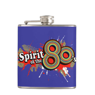 Spirit of the 80's logo splat blue hip flask