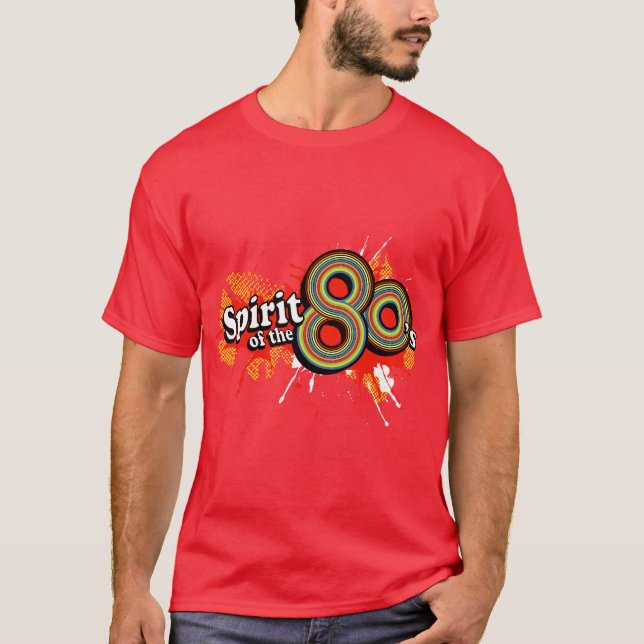 "Spirit of the 80's" mens multi-colour logo t red T-Shirt (Front)
